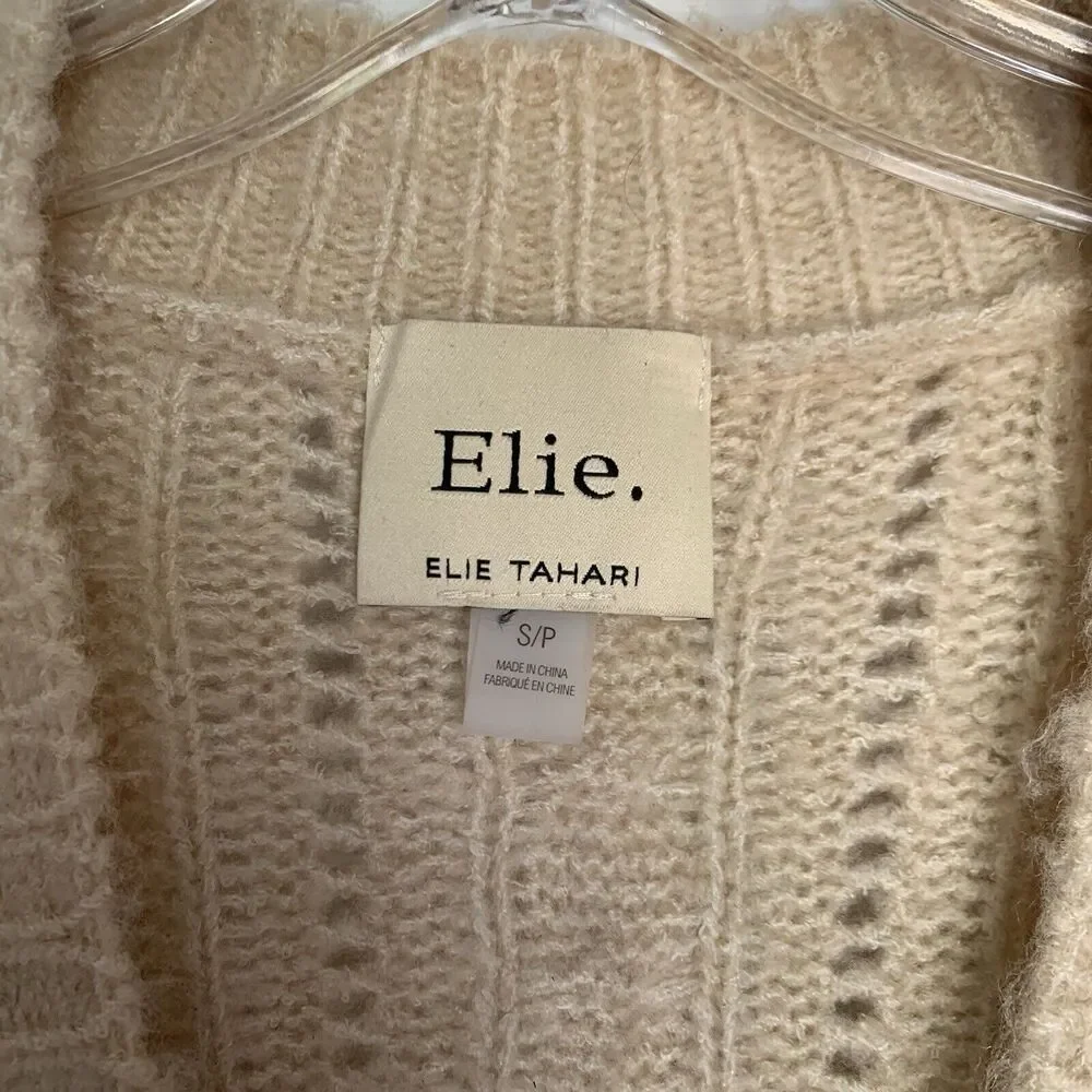 ELIE ELIE TAHARI Women Cable Knit Cardigan S/P Beige